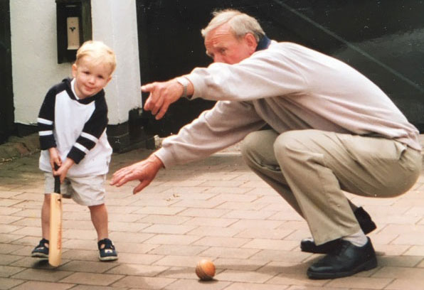 Derek Underwood coaching Robin Walsh's grandson