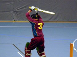 Portuguese batsman lets it go (Photo: Barry Chambers)