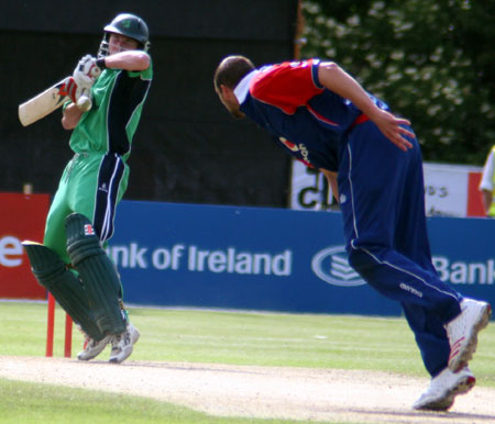 Andrew White is hit by Steve Harmison (©CricketEurope)