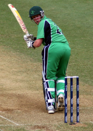 Kevin O'Brien batting against Pakistan at Sabina Park
