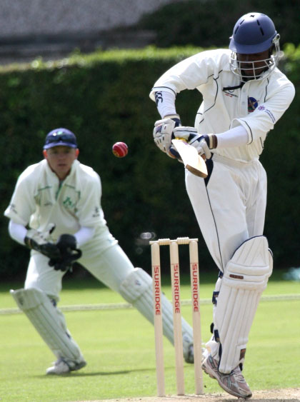 Stephen Outerbridge plays the ball off his hip (©CricketEurope)