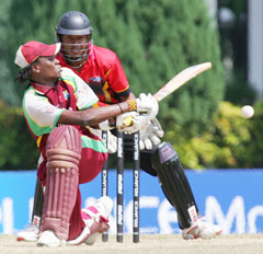 Jacobs sweeps on his way to a century for West Indies (Photo: ICC)