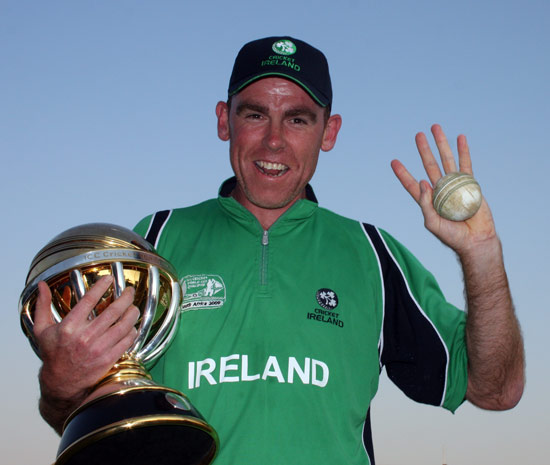 Trent Johnston with the Trophy and match ball after taking 5-14 (©CricketEurope)