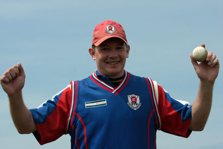 Patrick Giles-Jones with the match ball