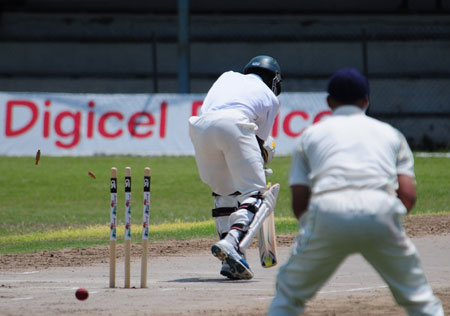 Horace Miller is bowled (©Bryan Cummings/DigicelCricket.com)