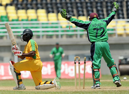 Niall O'Brien celebrates the wicket (©DigicelCricket.com)