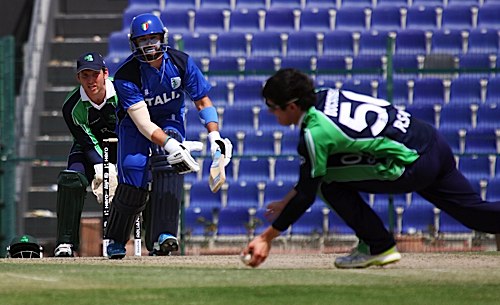 Return catch falls just short of George Dockrell (©CricketEurope)