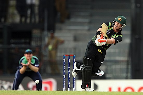 David Warner plays through mid wicket (©INPHO/Ron Gaunt)