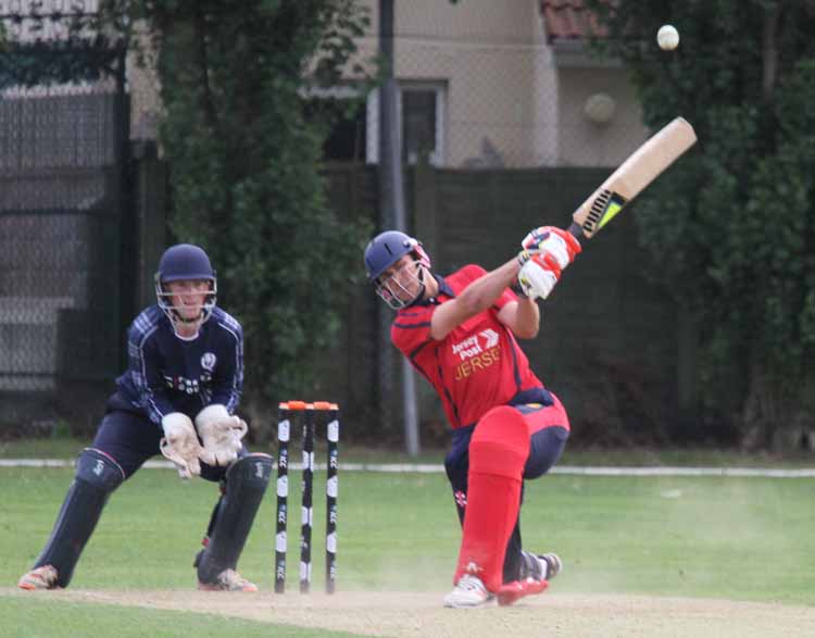 Ed Giles hits out for Jersey against Scotland (© CricketEurope)