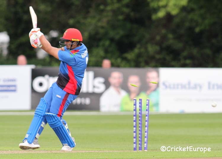 Hazratullah Zazai is bowled by Adair (©CricketEurope)