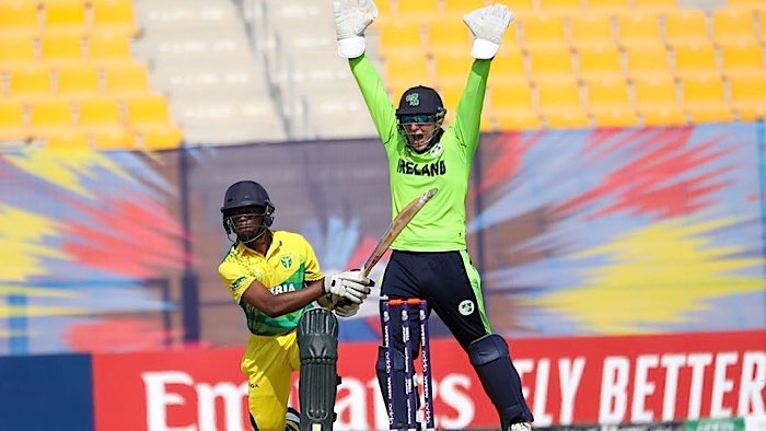 Gary Wilson appeals for an lbw but it is turned down by the umpire (©ICC)