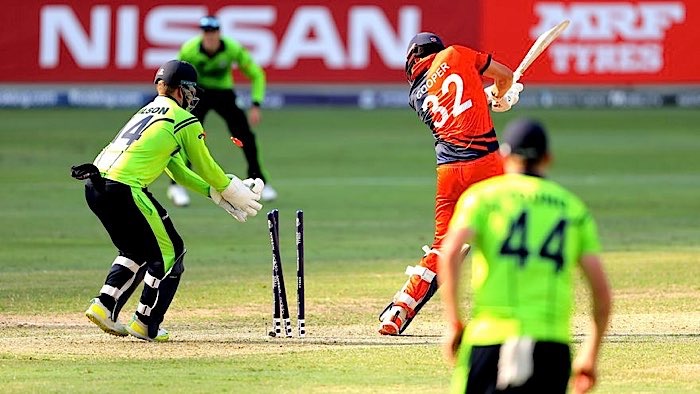 Ben Cooper is bowled by Delany (©ICC)