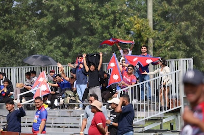 Nepal fans during the game in King City
