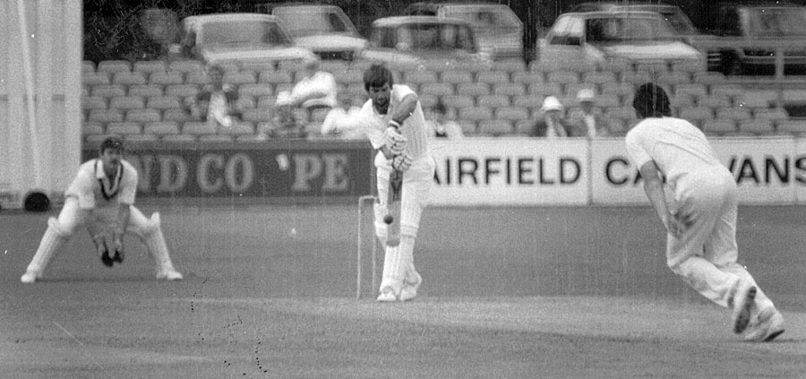 Peter Willey defends against Simon Corlett (©Clarence Hiles)