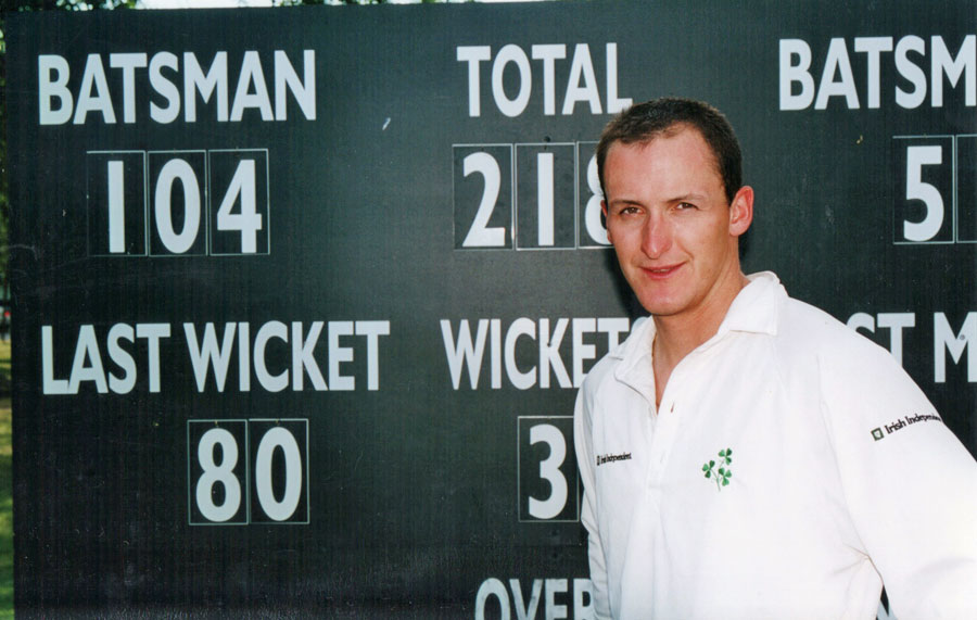 Peter Davy after his century for Ireland (©Rowland White)