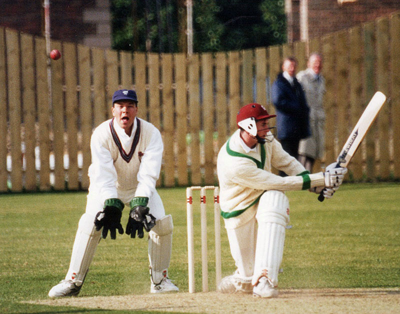 1995 Ireland v Somerset (B&H Cup): Owen Butler is not sure where the ball has gone! (©Clarence Hiles)