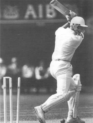 Angus Dunlop is bowled by Charles Taylor