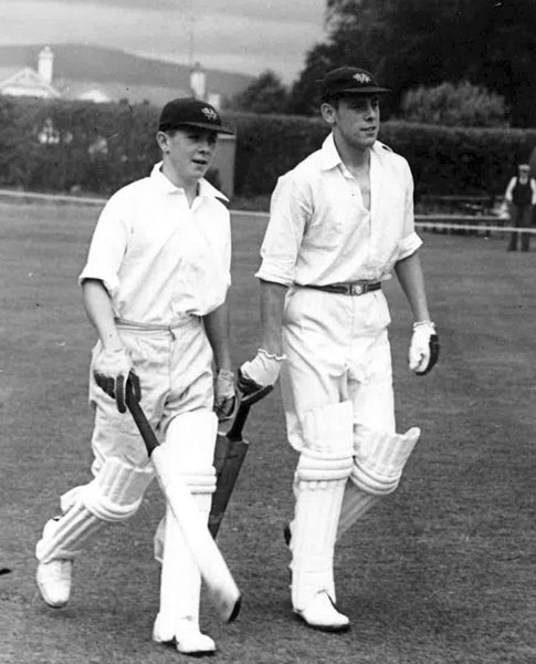 Brendan Donaghey (left) going out to bat with Aubrey Finlay