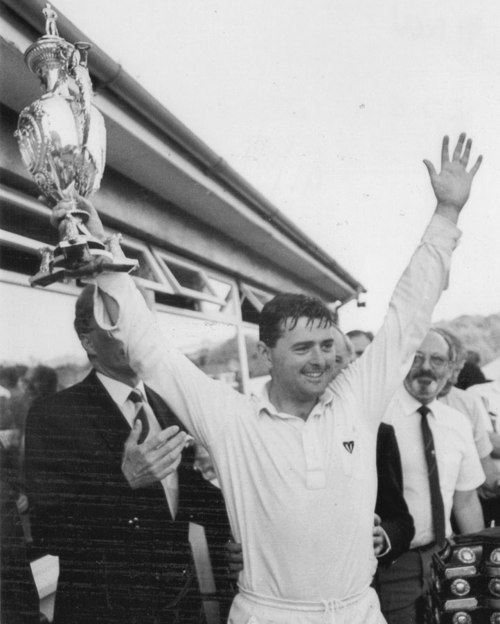 Captaining the winning North Down side, NCU Cup Final 1991