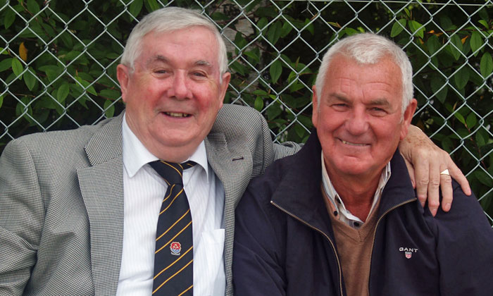 Tommy (right) with fellow international batsman Brendan Donaghey
