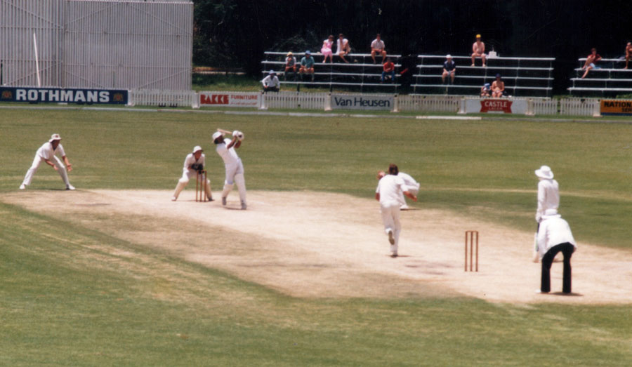1986 ZCU XI v Ireland: Ireland's Alf Masood hits over the top (©CricketEurope)