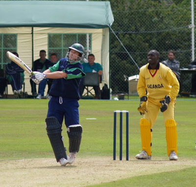 Ed Joyce hits a six at Comber (©CricketEurope)